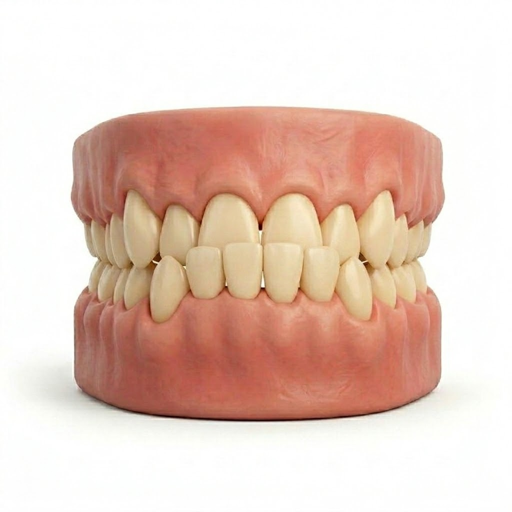 Mordida cruzada anterior — render 3D