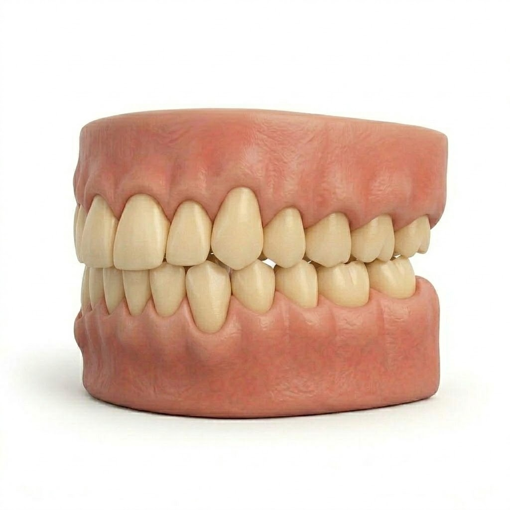 Mordida cruzada posterior — render 3D